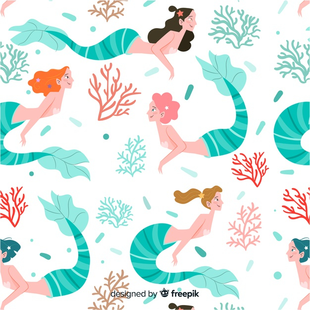 unreal,mythological,fantastic,siren,drawn,imagination,seamless,marine,underwater,female,mermaid,colorful,hand drawn,fish,sea,character,girl,woman,template,hand,water,pattern,background