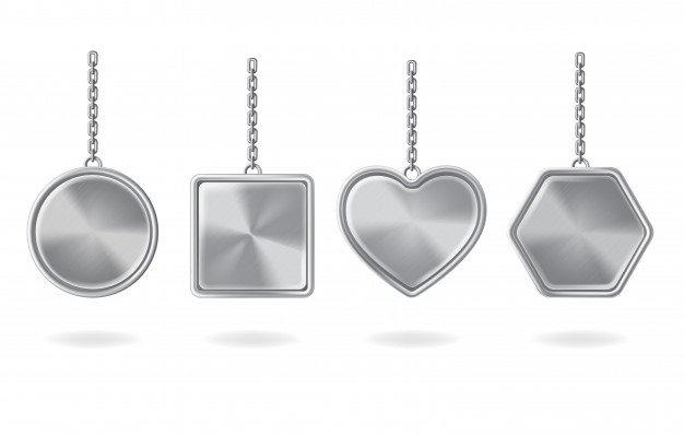 Silver keychains in different shapes for house Vector Image