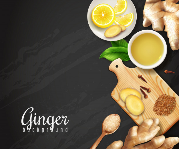 saucer,slice,clove,piece,flavor,ingredient,cutting,culinary,aroma,cuisine,spicy,beverage,spice,ginger,powder,root,herb,sugar,eating,nutrition,culture,wooden,mug,spoon,lemon,healthy,product,natural,cup,drink,plant,board,tea,black,leaves,food,background