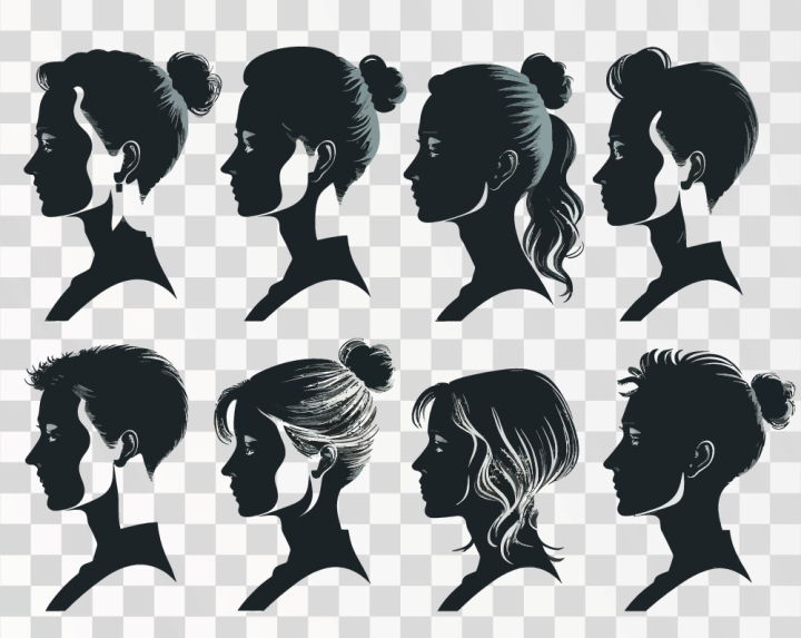 Free: Collection of profile portraits or heads of female cartoon  characters, PNG transparent background 