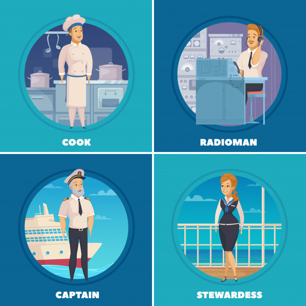 radioman,deckhand,seaman,liner,stewardess,isolated,mate,crew,vessel,chief,officer,occupation,set,captain,profession,member,cruise,first,yacht,sailing,navy,technical,marine,sailor,uniform,characters,transportation,engineer,nautical,emblem,ocean,round,radio,boat,ship,cook,team,square,avatar,icons,retro,doctor,sea,cartoon,character,icon,travel,label