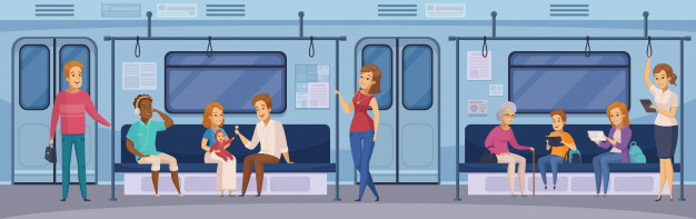 Free: Subway underground train passengers cartoon Free Vector 