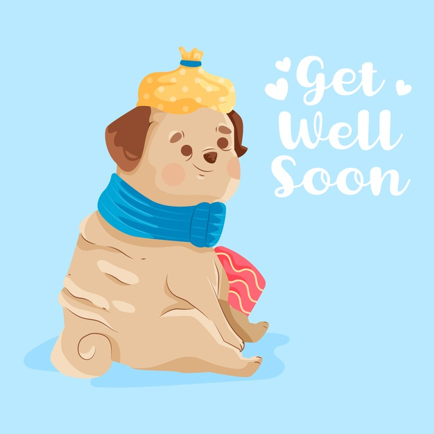 Free Vector  Get well soon with a cute character