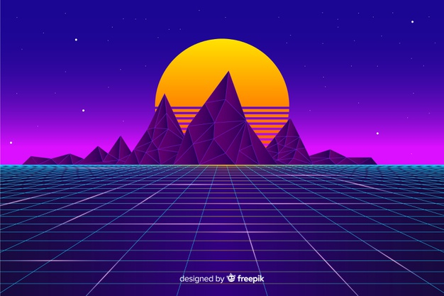 Free: Retro futuristic landscape background with sun Free Vector - nohat.cc