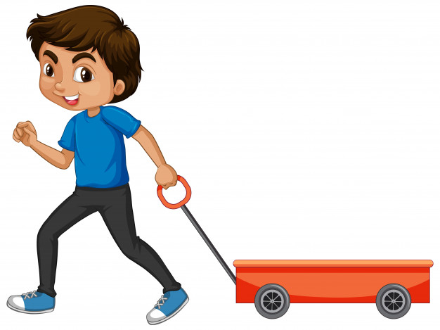 Free: Boy pulling cart on white Free Vector 