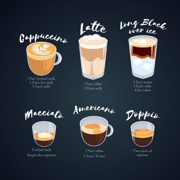 Lungo coffee drink with espresso in cup cartoon Vector Image