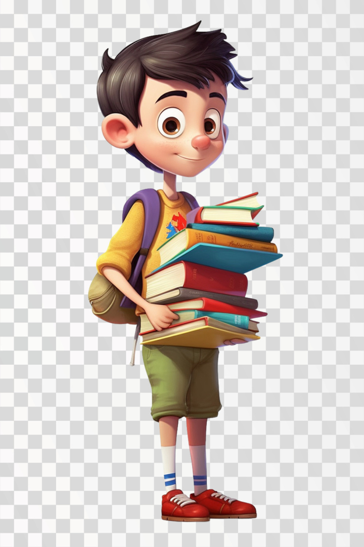 Free: Cartoon Boy Bring Pile Books, PNG transparent background - nohat.cc