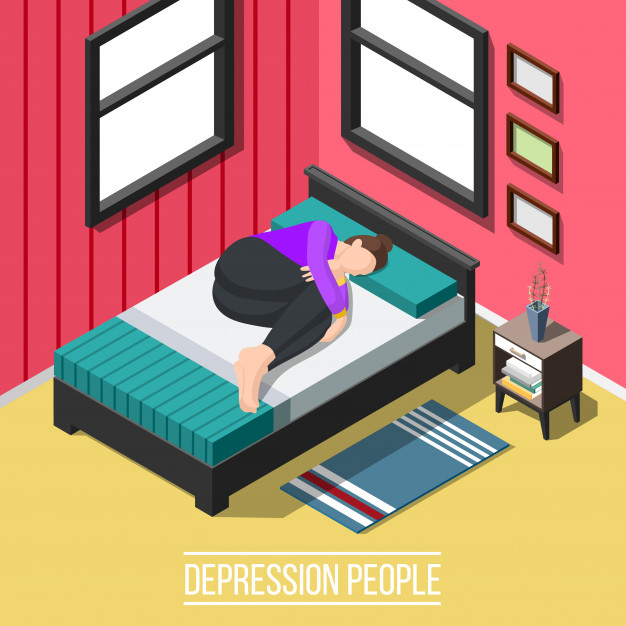 bent,melancholy,despair,breakdown,disorder,exhausted,sorrow,loneliness,lying,tension,fatigue,nervous,upset,frustrated,anxiety,unhappy,failure,position,lonely,negative,adult,depression,fear,tired,scene,problem,psychology,stress,emotion,female,sad,bed,sleep,interior,isometric,room,3d,health,character,woman,people