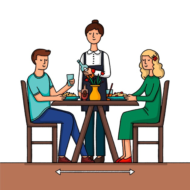 free-social-distancing-in-a-restaurant-with-people-free-vector-nohat-cc