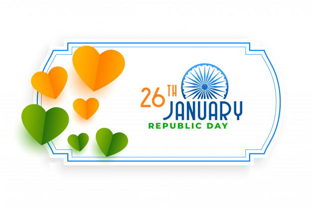 26th,hindustan,26th january,bharat,tricolour,constitution,republic,national,nation,proud,heritage,democracy,tricolor,patriotic,january,greeting,day,independence,country,greeting card,hearts,indian,event,india,orange,celebration,flag,green,card,heart