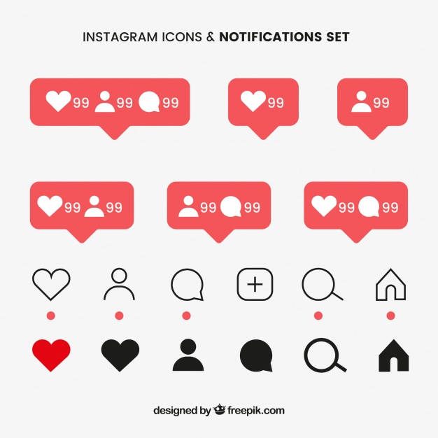 Free: Flat instagram icons and notifications set Free Vector - nohat.cc