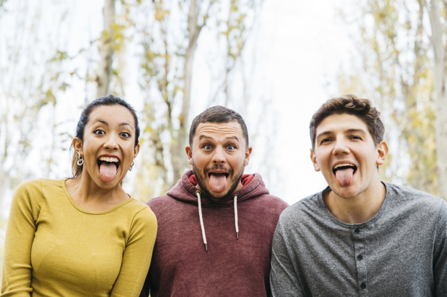 multiethnic,multiracial,tongue out,showing tongue,looking at camera,casual clothes,fashionable,affection,showing,scenic,enjoyment,joyful,cheerful,casual,outdoors,standing,looking,stylish,horizontal,tongue,relationship,positive,season,bright,young,together,urban,youth,friendship,funny,environment,trees,park,fall,friends,clothes,happy,autumn,nature,camera,people