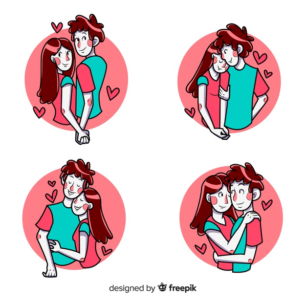 adorable,illustrated,boyfriend,girlfriend,adult,set,collection,cut,pack,lovely,faces,expression,happiness,together,flat,person,couple,human,colorful,happy,cute,character,love