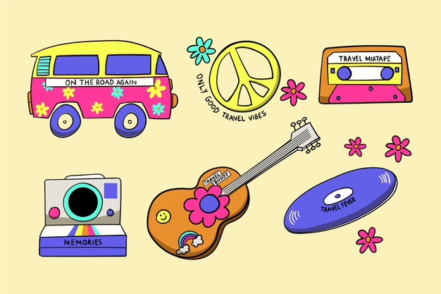 Free: Travel sticker collection in 70s style Free Vector 
