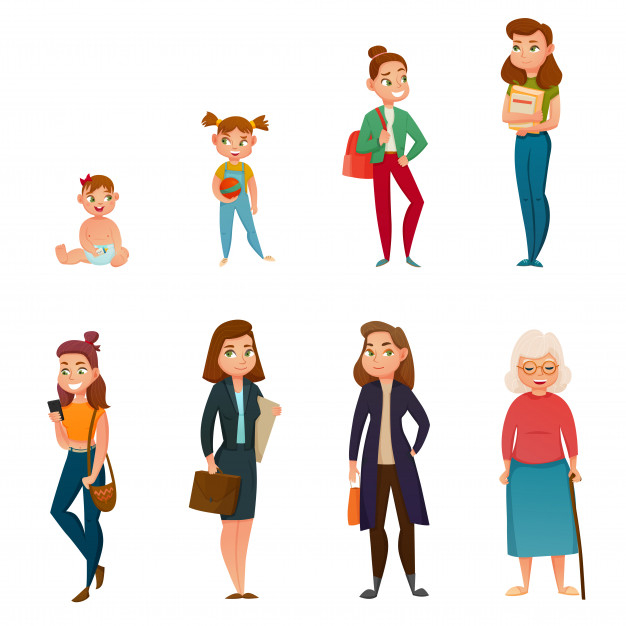 Life cycles woman stages growing up from Vector Image