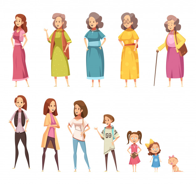 Free Vector  Set of girl picture growing up