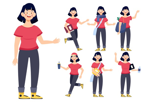 Premium Vector | Collection of female character poses