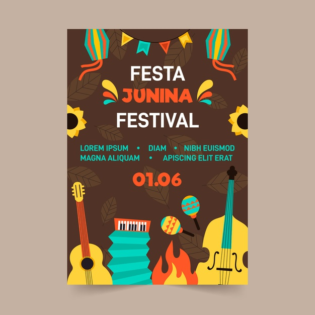 ready to print,june,brazilian,feast,ready,junina,concept,theme,festive,traditional,print,flat design,flat,event,festival,celebration,template,design,party,poster,flyer