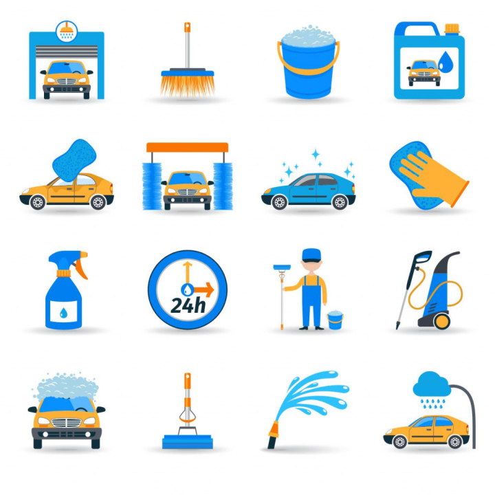 car,wash,service,icons