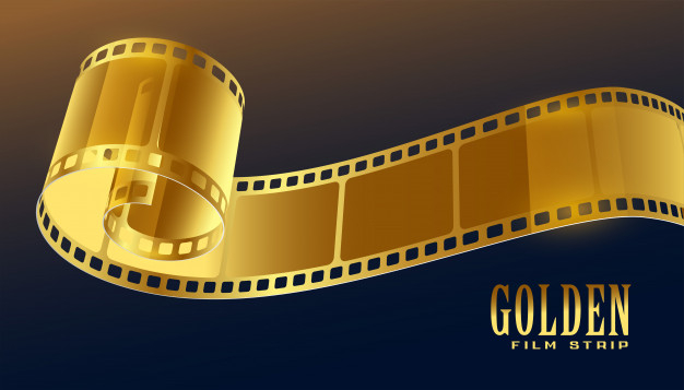 Free: Golden film reel strip in 3d style Free Vector 