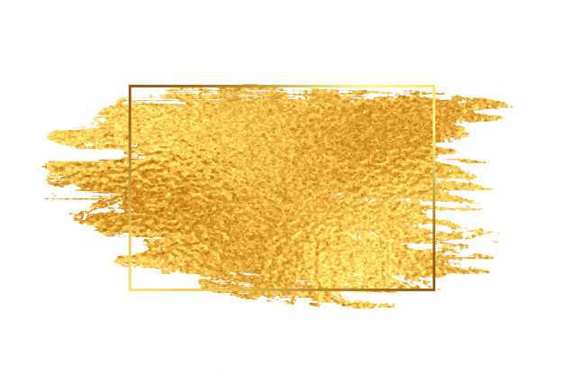 Collection of golden paint strokes, Set of gold paint smear with