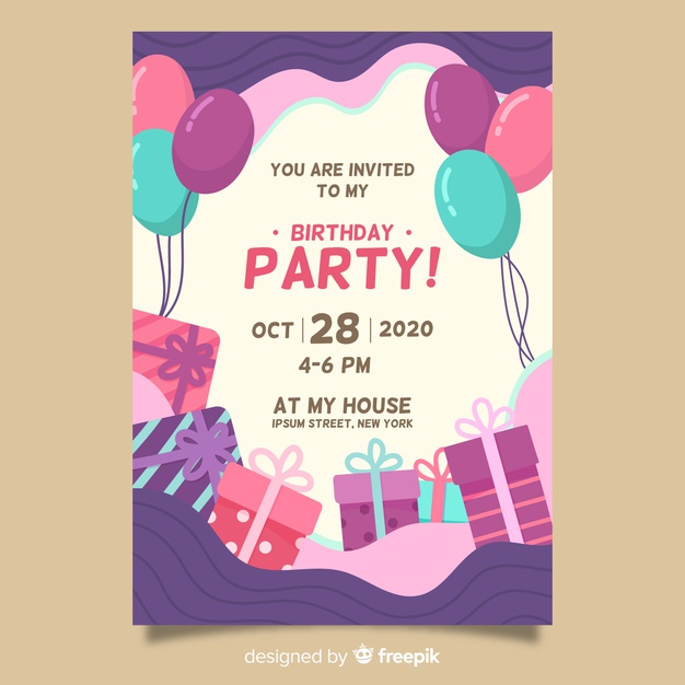 Free: Happy birthday party invitation template Free Vector - nohat.cc