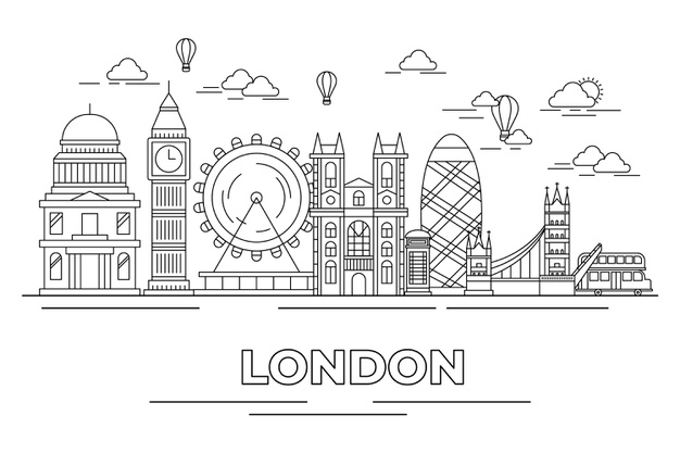 Free: Outline landmarks skyline in monochrome Free Vector - nohat.cc