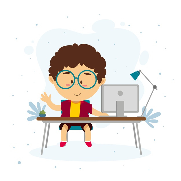Free: Kid learning through online lessons Free Vector 