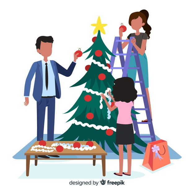decorating,citizen,adult,balls,population,society,season,group,person,human,man,woman,people,winter,tree,christmas tree,christmas