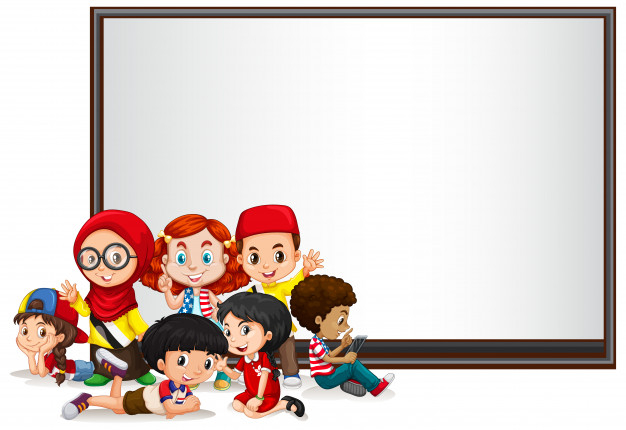 Free: Banner with kids and whiteboard Free Vector 