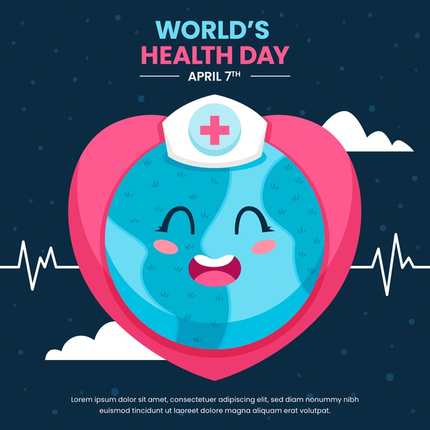7th,april 7th,world health day,april,worldwide,awareness,heartbeat,day,international,organization,celebrate,flat design,global,planet,flat,event,celebration,health,globe,world,design,heart