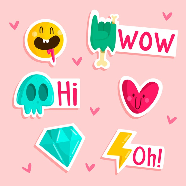 Free Vector  Funny set of lovely stickers