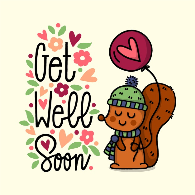 Free Vector  Get well soon with a cute character