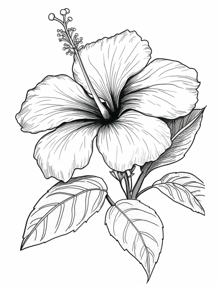 Hibiscus Coloring Page | Easy Drawing Guides-saigonsouth.com.vn