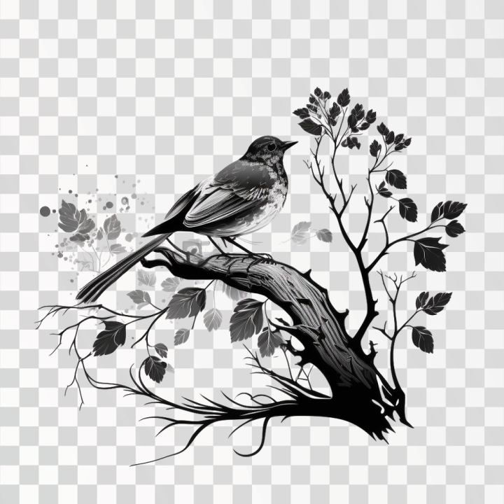bird on tree png,png,bird on tree,bird,tree,illustration,drawing,animal,cute,birds,no background,transparent background