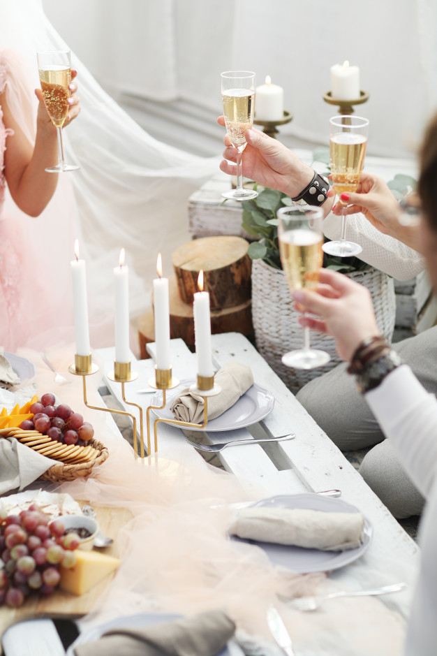 Champagne Toast with Friends Free Stock Photo