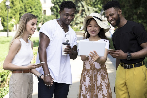 Full Length View Of Multiethnic People In Free Stock Photo and