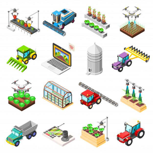 orangery,controlled,combines,hothouse,plowing,nutrient,cultivation,harvester,irrigation,seedling,fertilizer,greenhouse,agricultural,remote,growing,robots,sprout,harvest,control,storage,grain,tractor,field,culture,growth,vegetable,agriculture,elements,organic,plant,isometric,truck