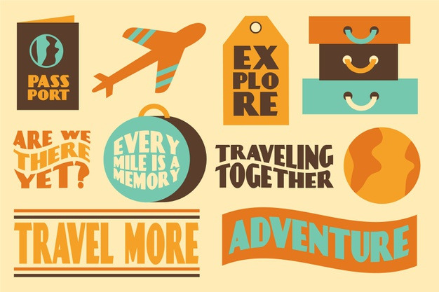 Free Vector  Travel sticker collection in 70s style