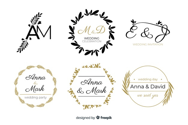 Wedding logo design template feminine elegant Vector Image