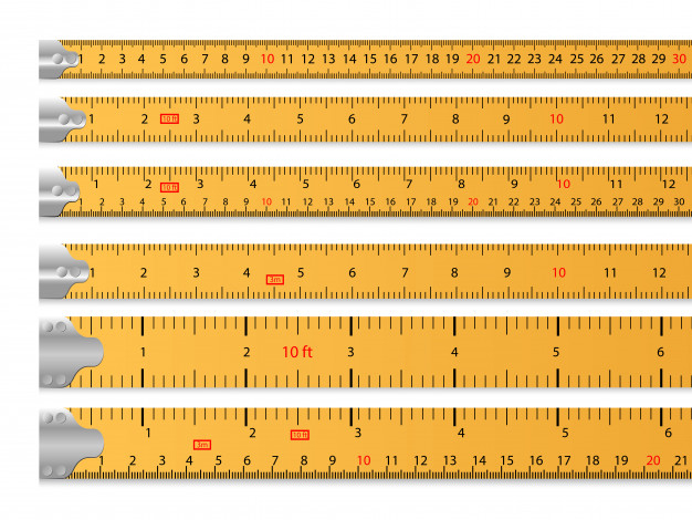 Set of ruler scale 30 cm. Centimeter, millimeter, inch and metric rulers.  Marking for ruler, measure on scale of centimeter, millimeter and inches,  marks for tape measure. Vector illustration Stock Vector