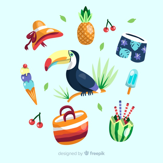 Free Vector  Flat summer elements collection