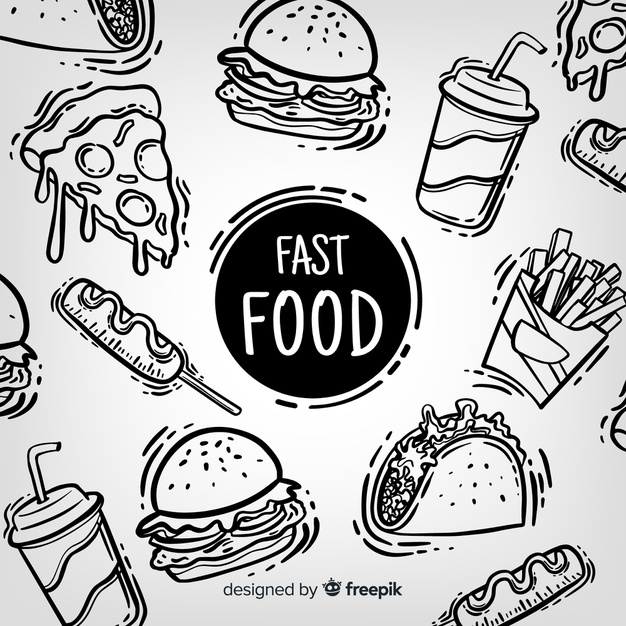 Free: Hand drawn fast food background Free Vector 
