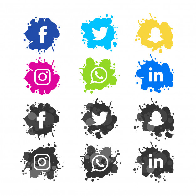 Free Modern Watercolor Splash Social Media Icons Pack Free Vector
