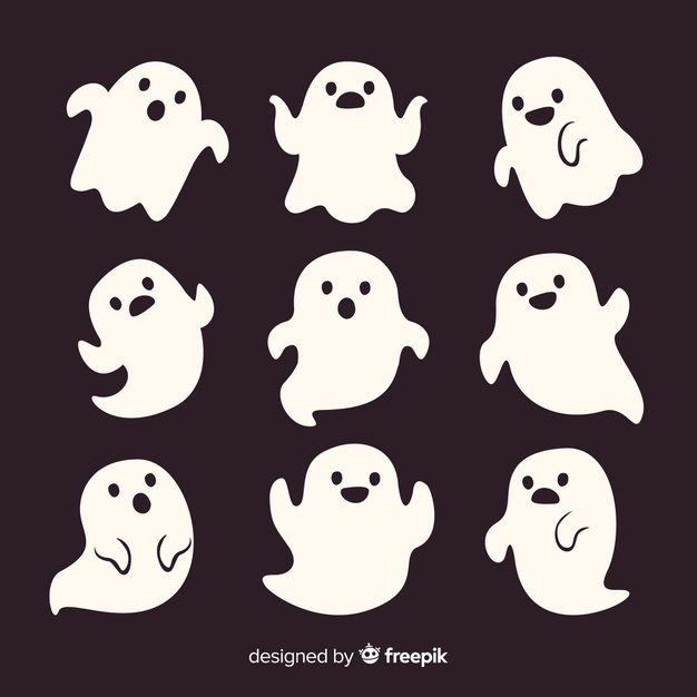 Free: Cute cartoon white smiley halloween ghosts Free Vector - nohat.cc