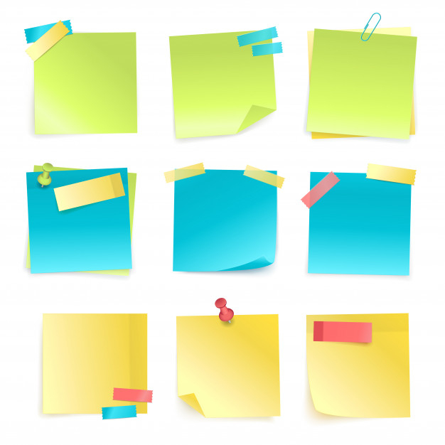 Notes colored sticky papers with pin clips memo Vector Image