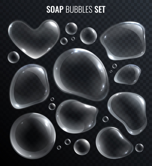 Collection of Realistic Soap Bubbles. Bubbles are Located on a