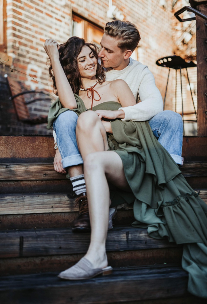 Romantic Young Couple Sitting Stock Image - Image of garden, romance:  163971615