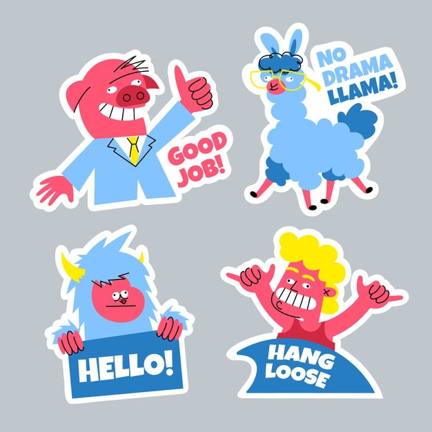 Free: Hand drawn funny sticker collection Free Vector 