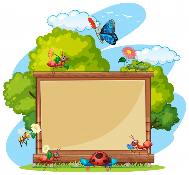 Free: Border template design with insects in the garden background Free  Vector 